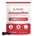 Astaxanthin 12mg (120 Softgels) - Premium Astaxanthin Antioksidant Supplements - Støtter øye, intern sirkulasjon, immun- og hudhelse - Fresh Microalgae Source - Ikke-GMO & No Gluten