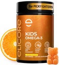 Premium Kids Omega 3 Gummier – Orange Flavor Fish Oil for barn – Omega 3 Gummier for barn – Ingen fisk Burps – Hjerne, Øye & Immun Support – 2 måneders forsyning