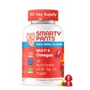 SmartyPants Kids Zero Sugar Multivitamin Gummies: Omega-3, Vitaminer D, C, A, Plantebasert, Glutenfri, Jordbær Banana Flavor, 60 greve (30 dagers forsyning)