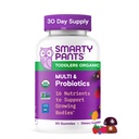 SmartyPants Organic Toddler Multivitamin Gummies: Probiotika, Omega 3 (ALA), Vitamin D3, C, Vitamin B12, B6, A, K & Sink, Beta Caroten, Glutenfri, Tre Frukt Flavors, 60 greve (30 dagers forsyning)