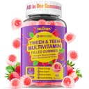 Nextdia Multivitamin Fyllte Gummies for Tenåringer Jenter 12-17, 18, 19, Kids 10+ Multivitamin med Omega 3, Kalsium + magnesium + sink, Multi-Minerals for Ungdom 10-19S Hjerne, Bein, Energi, Immun