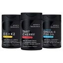 Sports Research® Multivitamin Pack w/CherryPure® Tart Cherry Fruit Complex 800 mg, Vitamin D3 5000iu + K2 100mcg, og Alaskan Omega-3 Fish Oil 1250mg - Ikke-GMO · Sukkerfri · Glutenfri