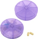 Bærbar ukentlig Pill Organizer 7 dagers piller container, runde pille saken reisevennlig, daglig uke pille påminnelse tilfelle, BPA-fri vitamin, tillegg, fiskeolje, medisinplanlegger (Purple)