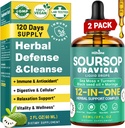 HIIHONE (2 pakke) 12-i-1 Soursop Bitters flytende dråper med sjø Moss, svart frøolje, Moringa for cellestøtte og regenerering, immunitet, lever, Gut & Antioksidant - 2 Fl Oz