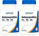 Nutricost Astaxanthin 12mg, Ikke-GMO og Glutenfri, 120 Softgels (4 måneders forsyning) (pakke på 2)