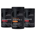 Idrettsforskning® Antioksidant støttepakke - høy potens Liposomal Vitamin C Supplement 1000mg + Coenzym Q10 100mg + trippel styrke Astaxanthin 12mg w/Organic kokosolje
