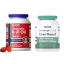 Krill olje Omega 3 Supplement 1000mg og melk Thistle lever Detox Supplement 400mg, 2 pakke