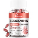 Astaxanthin 12mg med MCT olje, 60 Softgels (2-måneders forsyning) - Triple Styrke Antioksidant Supplement fra Haematococcus Pluvialis – Ikke-GMO, Glutenfri, Vegansk