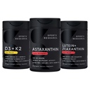 Idrettsforskning® Antioksidant støtte Pack w/Astaxanthin 12mg, vitamin D3 5000iu + K2 100mcg, og lutein 20mg + Zeaxanthin 4mg Kosttilskudd - Vegansk sertifisert · Ikke-GMO · Gluten og soya gratis