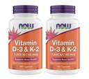 Nå Supplements Vitamin D3 K2, 1000 IU/45 mikrog, Cardiovaskulær støtte, støtter bein helse, 180 vegetariske kapsler - Vegan, Glutenfri, Kosher vitamin D3 og K2 Supplements (2)
