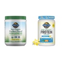 Livshage Rå organisk perfekt mat Grønn Superfood Juiced Grønn pulver - Opprinnelig Stevia-fri og organisk Vegan Vanilla Protein pulver 22g
