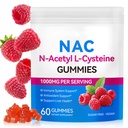 NAC Gummies for barn og voksne, sukkerfri NAC Supplement, N-acetyl Cysteine Lung & Liver Health, Antioksidanter og immunsystem, 60 greve