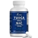 VivoNu TUDCA 2000mg + NAC 1200mg Supplement Complex Capsules, Kraftig TUDCA Bile Salt + N Acetyl Cysteine, Antioksidant Kosttilskudd for Liver & Lung & Gallbladder Cleanse, Digestion - 180 Kapsler