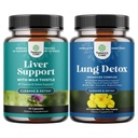 Bundle av Liver Cleanse Detox & Reparasjon - Melk Thistle Supplement for Digestion & Immune Helse med Beetroot & Artichoke og Lung Detox Mullein Leaf Kapsler med NAC Quercetin & Cordyceps Extracts