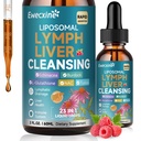 Liposomal lymfatisk dressing og lever rengjøringsdråper, 23-i-1 med Echinacea, NAC, TUDCA, L-Glutathione, Burdock for Lymph, Liver Detox & Repair, Immun støtte, bringebær Flavor, 2 floz Supplement