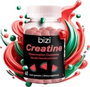 Bizi Kreatin Vannmelon Gummier for menn og kvinner, Kreatin Monohydrat Gummier, Vannmelon Flavor Kreatin Gummi, Trening, Muskelvekst, & Recovery Supplement, Vegansk & Glutenfri (60 ct)