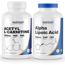 Nutricost Alpha Lipoic Acid 600 mg, 240 Caps & Acetyl L-karnitin 500 mg, 180 Caps