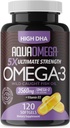 5X Ultimate Styrke Omega 3 Fish Oil Supplements med EPA og DHA Omega-3 fettsyrer og vitamin D, Burpless Fish Oil Omega3 med høy DHA Supplements, Unflavored Omega3 Supplement, 120 Softgels