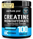 Venture Pal 100% ren mikronisert kreatinmonohydrat pulver, uflavorert kreatin for kvinner og menn, vegansk, keto, glutenfri, 5 g (5000mg) per servering, kreatina Monohidratada en Polvo