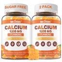 Kalsium 1200 mg med vitamin D3 Gummies - Kalsium + gurkemeie Supplement for kvinner og menn med vitamin K2 B12 - støtte bein og muskler - sukker gratis - Vegan (120 greve)
