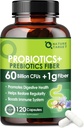Probiotika for kvinner og menn Digestiv Helse med Prebiotic Fiber - Fiber Supplement med 60 milliarder Probiotika for regelmessighet & Gut Cleanse - Støtter anledninger parabol - 120 Veggie Kapsler