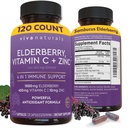 Viva Naturals Elderberry med vitamin C og sink (120 kapsler) - 1000mg Sambucus Elderberry Immune Support Supplement, Svart Elderberry Capsules for voksne, Elderberry Vitaminer - 2 måneders forsyning