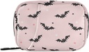Halloween Bats Pink Pille Boks 7 dagers Pille Veske Reise Pille Organizer Veske med Zipper Bærbar Ukelig Vitamin medisin Supplement Holder Pouch Bag