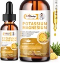 2 Pack Kalium Magnesium Supplement Liquid - høy absorpsjon Calmic Magnesium Complex 500mg & Kalium 99mg Plus Kalsium, vitamin D3, sink for benkramper og bein & energi og immunstøtte - 2 Fl oz