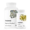 THORNE - Magnesium Citramate & vitamin D-5000 Duo - hjerte, bein, muskler - 60 til 90 Serveringer