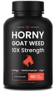 NutraChamps Horny Goat Weed, 1000mg Epimedium energi Supplement, 10X Styrke Icariin, Ginseng, Tribulus & Maca piller for kvinner og menn, forbedret absorpsjon med svart pepper, 60 vegansk kapsler