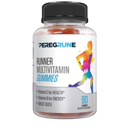 Runner Multivitamin Gummies - Daglig vitamin for løp med vitaminer A, C, D, E og B kompleks - 50% færre sukker - antioksidanter, gjenoppretting, utholdenhet og energi Gummy - sertifisert løpssup