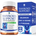 1 Body Thyroid Support Supplement for kvinner og menn, Selenium med jodin, sink, B12, Ashwagandha og L-tyrosin, støtter hormon helse, energi og metabolisme, 30 dagers forsyning