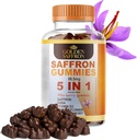 GOLDEN SAFFRON, Saffron Gummies inneholder 88,5 mg. ren saffron ekstrakt + GABA, vitamin D2, Lidenskapsblomster og St. Johns Wort, for Holistisk velvære,Cherries Flavor Vegan