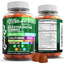 Rene Nutraceuticals Digestive Enzymer med Probiotika og Prebiotika for Digestive Helse Gummies & L-Glutamin for Gut Helse Bromelain Apple Pectin Inulin FOS Plant Basert Vegansk Gummy vitaminer