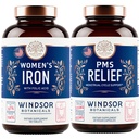 WINDSOR BOTANICALS Jern Supplement og PMS Relief Bundle for kvinner