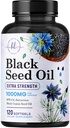Svart Seed Oil Softgels 1000mg - Premium Nigela Sativa Black frø, ren naturlig svart cumin frøolje og antioksidant for hud og immunstøtte - ikke GMO, flaske i USA Supplement - 120 Softgels