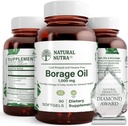 Naturlig boreolje Supplement – rik på gamma-linolensyre (GLA), en Potent Omega-6 essensiell fettsyre som er kjent for å støtte huden, nerve og felles helse 90 Softgels.