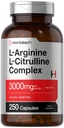 Horbäach L-Arginine L-Citrulline Complex | 3000mg | 250 kapsler | Ikke-GMO, Glutenfri Supplement