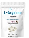 Micro ingredienser L-Arginine 1000mg med MCT Olje, 300 Softgels | Nitric Oxid Precursor* for menn og kvinner | Extra styrke Aminosyre formel for daglig velvære | Ikke-GMO, Glutenfri, Ingen soya
