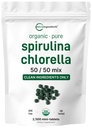 Mikroingredienser Organiske Spirulina Chlorella Mini Tabletter, 2.500 Tabletter (8 måneders forsyning) | 50/50 Blande Superfood | Cracked Cell Wall for bedre absorpsjon | Rik på Vegansk Protein & Klorofyll