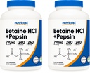 Nutricost Betaine HCl + Pepsin 790mg, 240 kapsler, 2 flasker (480 kapsler)