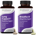 LifeSeasons Breath-X med Lung Capaci-T - Allergy & Respiratorisk støtte - Raskvirkende Sinus Relief - øker oksygenkapasitet og reduserer mucus - 180 Kapsler