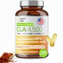 Renhet Labs CLA Supplements 4500MG - Ikke-GMO Safflower Olje - støtter energi, vekttap, hjerte helse og muskel helse - 180 Myke geler