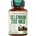 Selenium 200 mikrog Kapsler – høy potens Selenium Supplement for Thyroid, antioksidant og immun støtte – svært biotilgjengelig L-Selenometionin Essential Mineral Supplements – Vegan, 100 kapsler