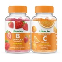 Livbar B-kompleks + vitamin C 750mg, Gummies Bundle - Great Tasting, Vitamin Supplement, Glutenfri, GMO Gratis, Chewable