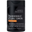 Idrettsforskning Turmeric Curcumin C3 Complex 500 mg, forbedret og svart pepper og økologisk kokosolje for bedre absorpsjon; ikke-GMO og glutenfri - Standardisert 95% curcuminoids (60 Count Softgels)