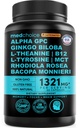 12-i-1 Nootropic Brain Supplement med koffein Anhydrous: Ginkgo Biloba for hjernestøtte, minne og fokus - B12, Alpha GPC, L Theanine og Choline Supplements med Bioperine med 1321mg (60ct)