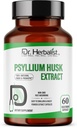 Dr. HERBALIST Psyllium Husk Extract 1000mg Per Serving (Plantago Ovata Fiber Supplement)– 60 Veg Kapsler – Rask absorpsjon, Gentle on Mage, støtter Digestion & Daglig Fiber.