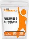 BulkSupplements.com Ascorbinsyre pulver - vitamin C Supplement, for immunstøtte - Ascorbinsyre Mat Grade, Glutenfri, 1g per servering, 100g (3.5 oz) (Pack of 1)