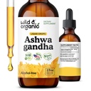 Wild & Organic Ashwagandha Flytende dråper - beroligende Ashwagandha Root Extract for avslapning - 1-måneders forsyning - Herbal kosttilskudd for kvinner og menn - Vegan, Sukker & alkoholfri tinktur - 2 fl oz
